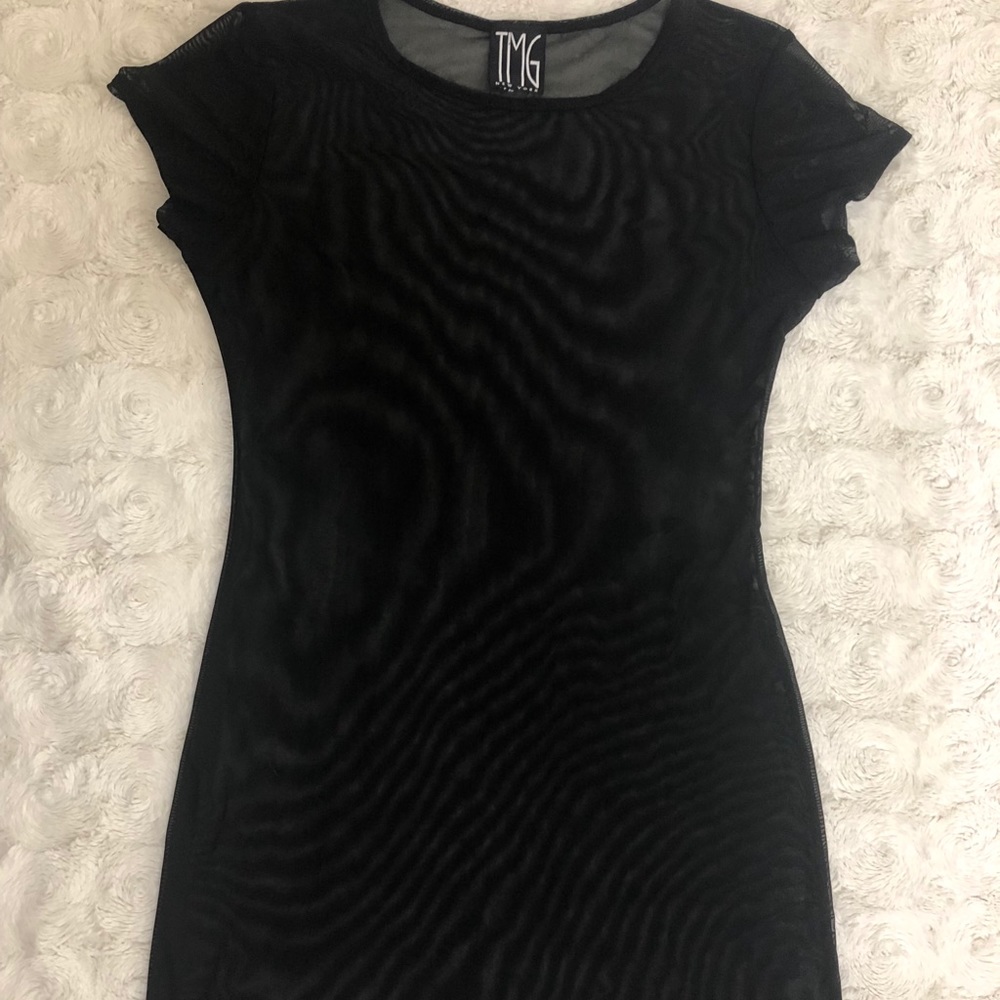 Black Mesh Mini Dress